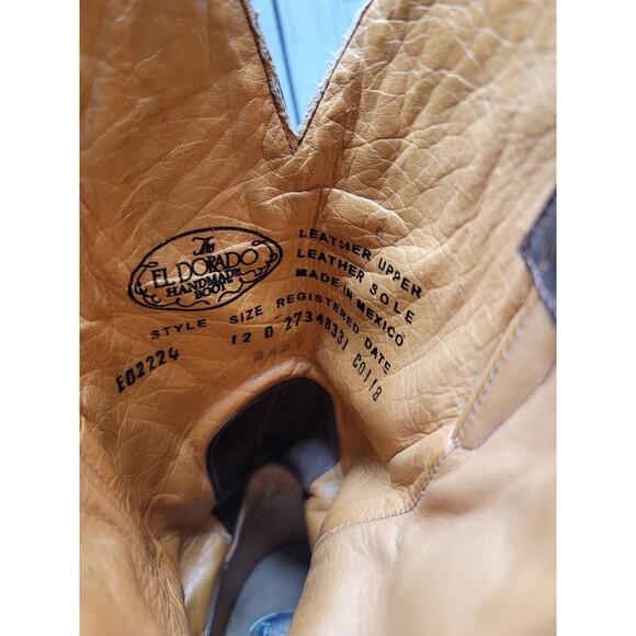 El Dorado Men’s 12 D Cowboy Roper Boots Distressed Brown Leather ED2224 Read main image 11